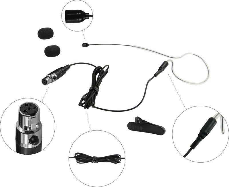 HEIMU Single Earhook Wired Headset Boom Mini XLR Omni-Directional Microphone (for Shure Type 4 pin Mini Plug Black) - Image 2